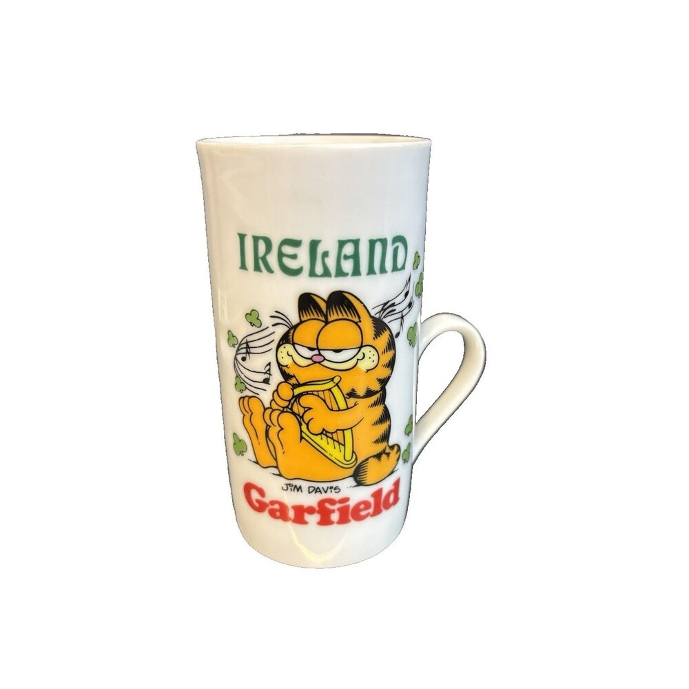 Garfield The Cat Vintage White Ceramic Ireland Coffee Tea Mug Cup 1978 Jim Davis